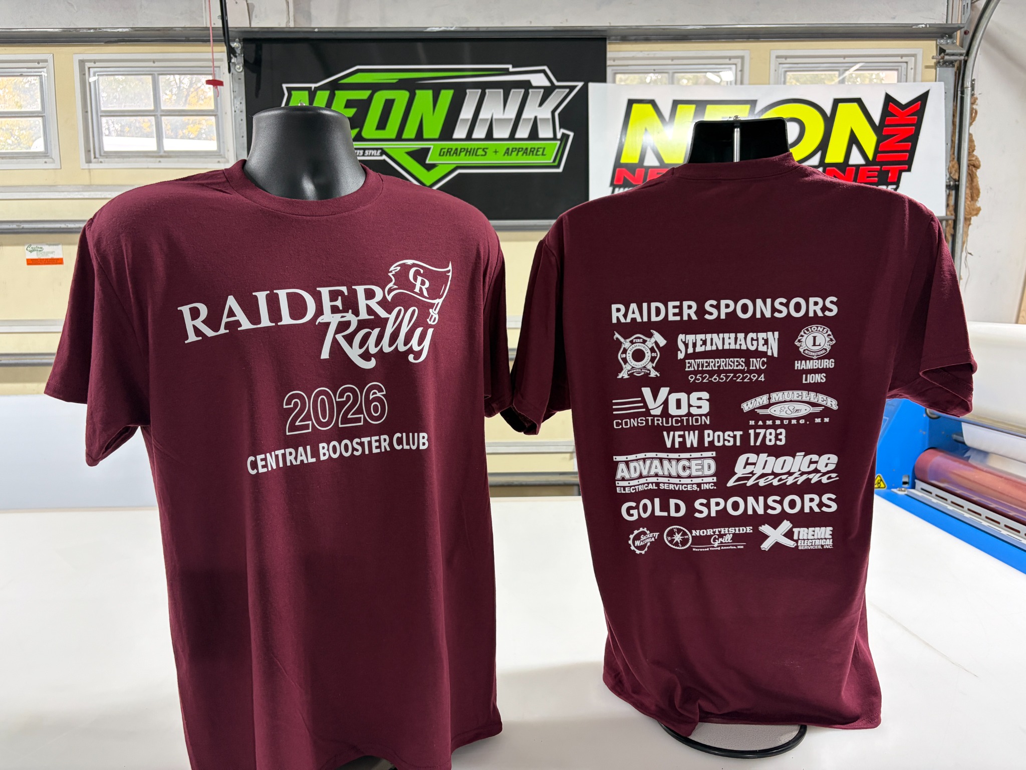 Central Raiders Rally custom event shirts