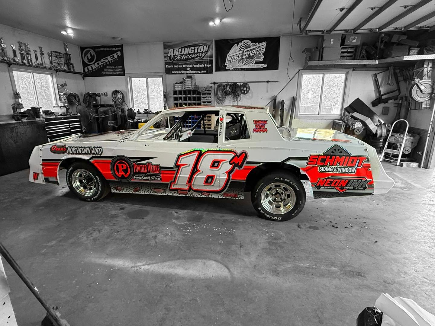 Number 18M stock car graphics